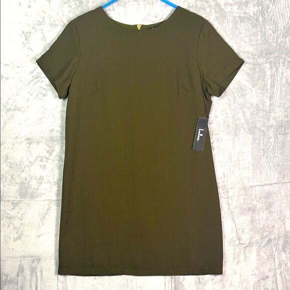 NWT New Lulus Army Green Midi Dress Zippered Back Fully Lined Size Medium - Picture 1 of 10